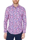 Society Of Threads Men's Slim Fit Non-iron Floral Print Performance Stretch Button-down Shirt In Purple