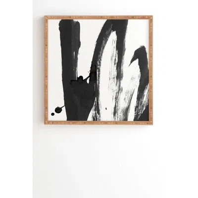 Society6 Black And White Strokes 4' Print In Bamboo Framed,no Mat