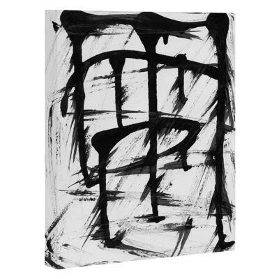 Society6 Black Brush Stripes By Svetlana Bogatyreva - Print In Wrapped Canvas,no Mat