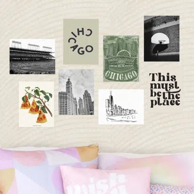 Society6 Chicago Collage Kit - Pack Of 8 In Black
