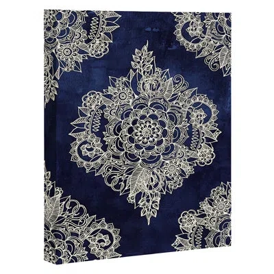 Society6 'cream Floral Moroccan'  Graphic Art Print In Wrapped Canvas,no Mat