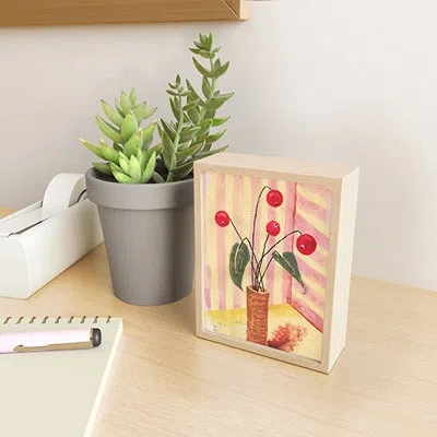 Society6 Design Dannick Flowers In A Vase 1 Framed Mini Art Print In Beige