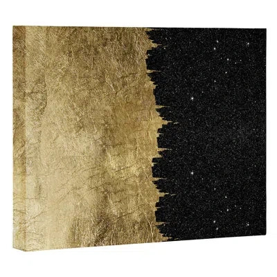 Society6 'golden Starry Night' Graphic Art Print In Wrapped Canvas,no Mat