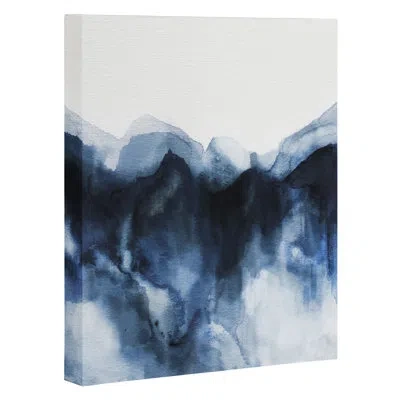 Society6 Indigo Abstract Watercolor - Print In Wrapped Canvas,no Mat