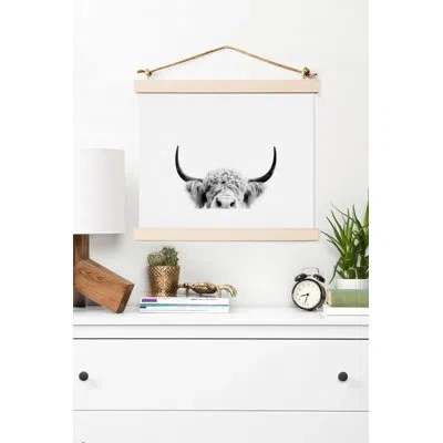 Society6 Peeking Highland Cow By Sisi And Seb - Photograph Print On Paper In Paper,white