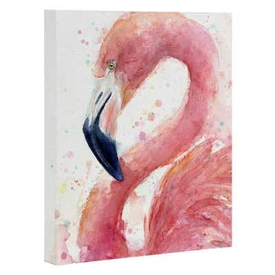 Society6 'pink Flamingo Flamingo' Print In Wrapped Canvas,no Mat