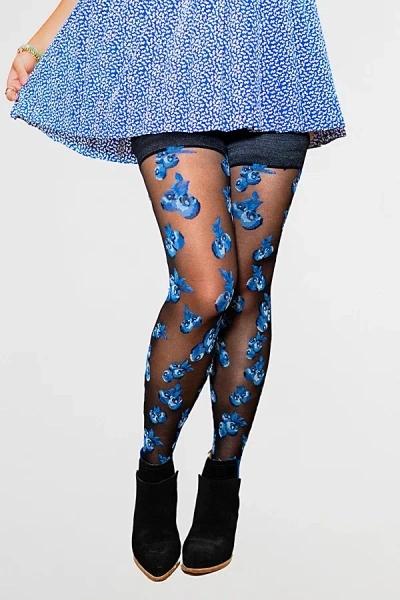 Sock Candy Blueberry Black Sheer Thigh Highs In Blue, Women's At Urban Outfitters