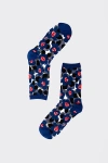 SOCK CANDY BOLD BLUE FLORAL SHEER SOCK IN BLUE, WOMEN'S AT URBAN OUTFITTERS