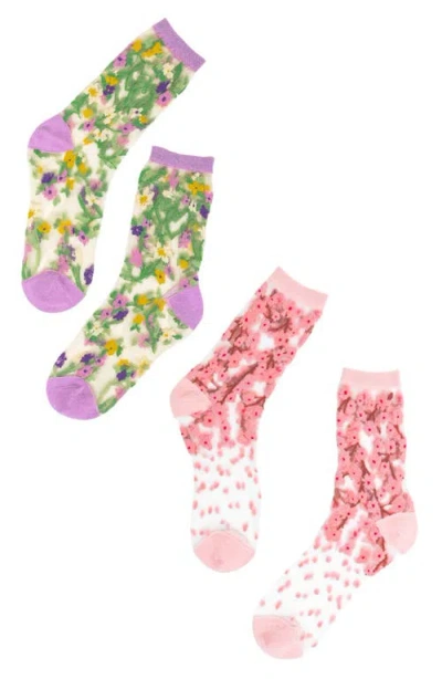 Sock Candy Floral Sheer Crew Socks In Multi