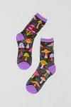 Sock Candy Magic Mushrooms Black Sheer Sock In Black