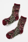 Sock Candy Serpentine Floral Black Sheer Sock In Black, Women's At Urban Outfitters In Red