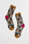Sock Candy Teddy Bear Ruffle Black Sheer Sock In Black, Women's At Urban Outfitters In Black