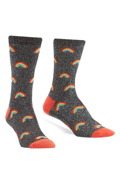 Sock It To Me Glitter Rainbow Socks In Black Glitter/ Rainbow