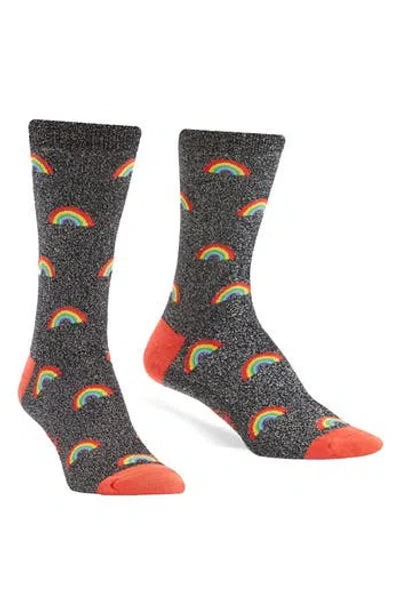 Sock It To Me Glitter Rainbow Socks In Gray
