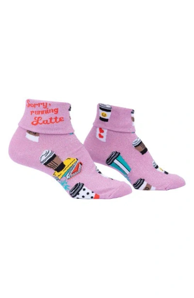 Sock It To Me Running Latte Socks In Pink/ White Multi