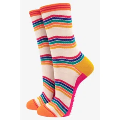 Sock Talk Women's Rainbow Stripe Bamboo Socks In Multi