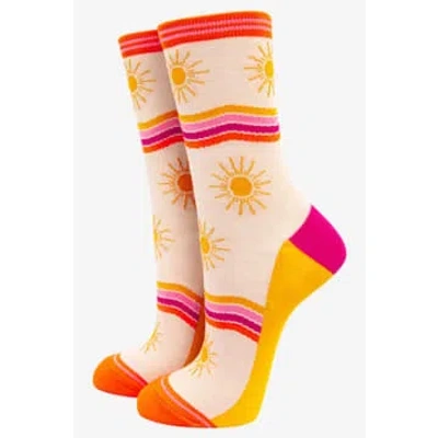 Sock Talk Women's Sunshine And Stripe Bamboo Socks In Multi