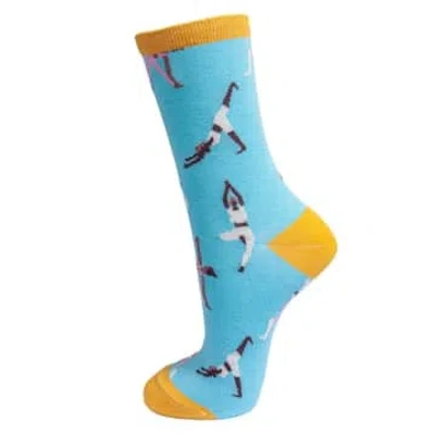 Sock Talk Women's Yoga Print Bamboo Socks In Blue