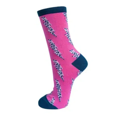 Sock Talk Womens Bamboo Socks Leopard Print Socks Lightning Bolt Pink In Animal Print