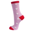 SOCK TALK WOMENS BAMBOO SOCKS RED LOVE HEARTS NOVELTY ANKLE SOCKS PINK