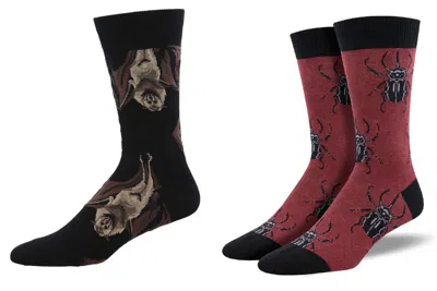 Socksmith Men's Beetle Mania & Going Batty Socks - Set Of 2 Pair In Multi