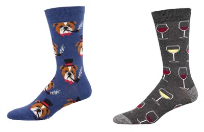Socksmith Men's Dapper Dog & Sip Sip Hooray Socks - Set Of 2 Pair In Multi