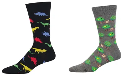 Socksmith Men's Dinosaur & Lounge Dogs Socks - Set Of 2 Pair In Multi