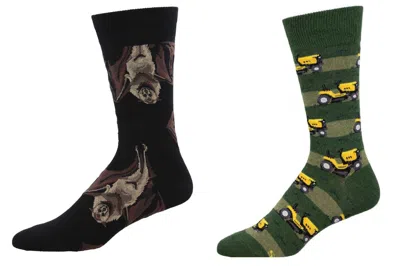 Socksmith Men's Going Batty & Lawn Mower Socks - Set Of 2 Pair In Multi