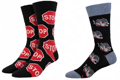 Socksmith Men's Just Stop & Piranha Socks - Set Of 2 Pair In Multi