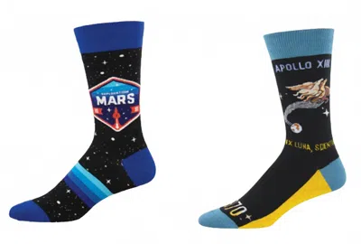 Socksmith Men's Mars Patch & Apollo Xiii Socks - Set Of 2 Pair In Multi