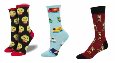 Socksmith Women's Bad Apple & Food Truck & Heads Up Socks - Set Of 3 Pair In Multi In Black