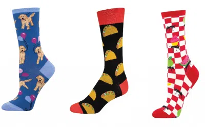 Socksmith Women's Doodle Party & Tacos & Picnics Make Me Antsy Socks - Set Of 3 Pair In Multi