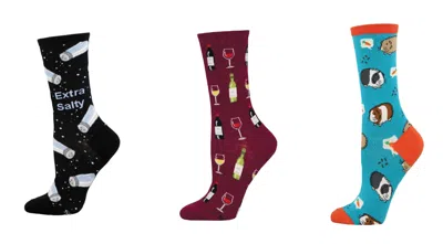 Socksmith Women's Extra Salty & Fine Wine & Guinea Pigs Socks - Set Of 3 Pair In Multi