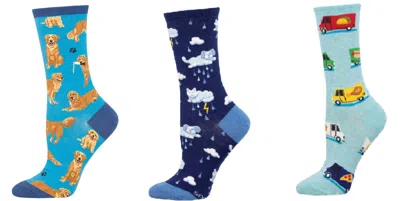 Socksmith Women's Golden Retrievers & Raining Cats And Dogs & Food Truck Socks - Set Of 3 Pair In Multi