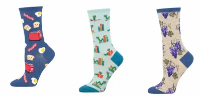 Socksmith Women's Good Morning & Bookworm & One Fine Vine Socks - Set Of 3 Pair In Multi In Animal Print
