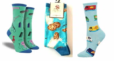 Socksmith Women's Hair Necessities & Mmm Cookies & Food Truck Socks - Set Of 3 Pair In Multi In Green
