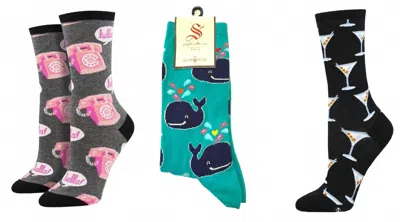 Socksmith Women's Hold The Phone & Whale & Stirred Martini Socks - Set Of 3 Pair In Multi