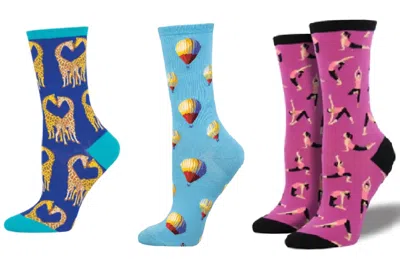 Socksmith Women's Longneck Love & Hot Air & Yoga People Socks - Set Of 3 Pair In Multi