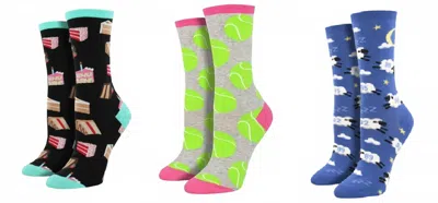 Socksmith Women's Piece Of Cake & Set Point & Counting Sheep Socks - Set Of 3 Pair In Multi