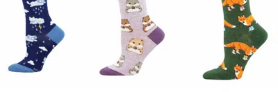 Socksmith Women's Raining Cats And Dogs & Going Ham & Socksy Foxes Socks - Set Of 3 Pair In Multi