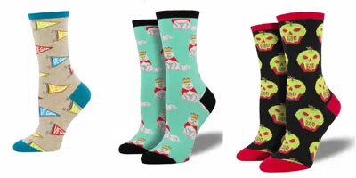 Socksmith Women's Vegan Flag & Meowarchy & Bad Apple Socks - Set Of 3 Pair In Multi