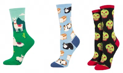 Socksmith Women's Yo Llama & Cat Loaf & Bad Apple Socks - Set Of 3 Pair In Multi