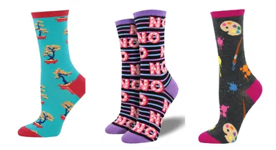 Socksmith Women's Zen Bonsai & No & Painter's Palette Socks - Set Of 3 Pair In Multi