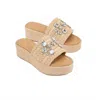 Soda Women's Rhinestone Raffia Platform Sandals In Beige