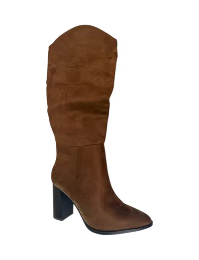 Soda Women's Suede Tall Boot In Chocolate In Brown