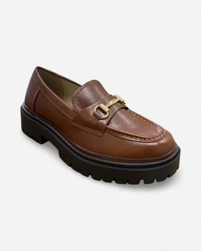 Soda Women's Theos Platform Loafer In Cognac In Brown