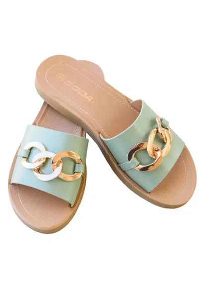 Soda Women's Wander Slides In Mint In Green