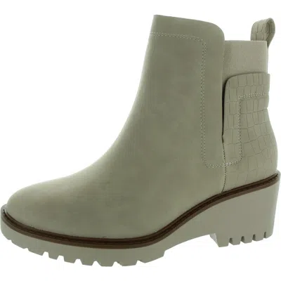 Soda Womens Embossed Nubuck Ankle Boots In Beige