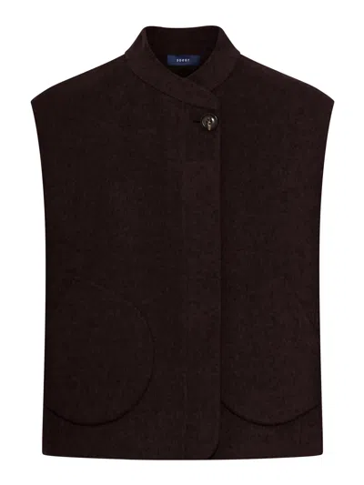 Soeur Adeline Double Side Wool Vest In Brown