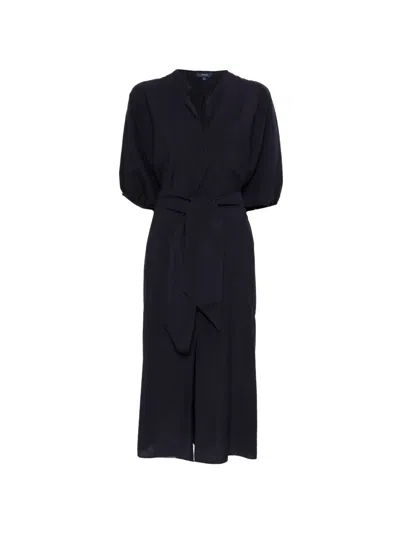 Soeur Alger Tie Belt Midi Dress In Blue